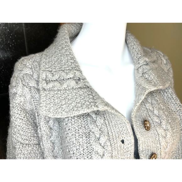 Cladyknit Irish Merino New Wool Cable Knit Cardigan Fisherman Sweater Collar Med - Picture 5 of 13